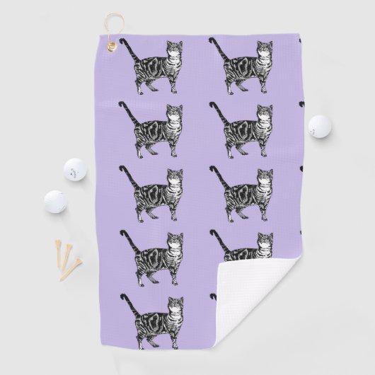 Paarse Tabby Cat Cute Cats Art Automatten Golfhanddoek (Insitu)