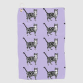 Paarse Tabby Cat Cute Cats Art Automatten Golfhanddoek (Voorkant)