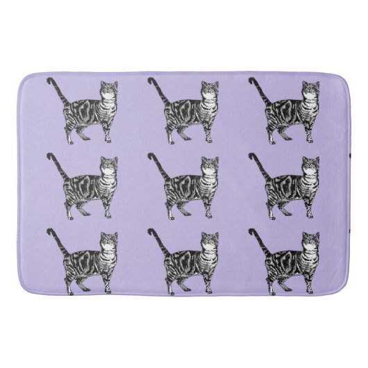 Paarse Tabby Cat Cute Cats Art Bath Mat (Voorkant)