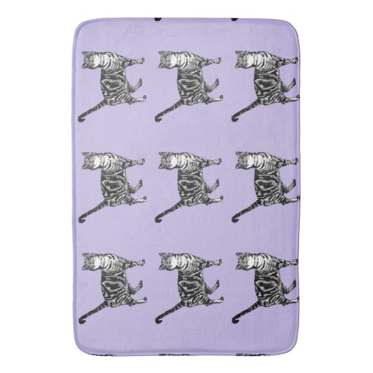 Paarse Tabby Cat Cute Cats Art Bath Mat (Voorkant Verticaal)