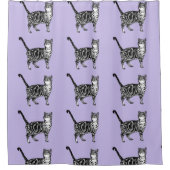 Paarse Tabby Cat Schattigee Katten Kunst Douchegor Douchegordijn (Voorkant)