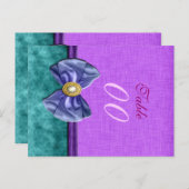 Paarse "tafel nummer" blauwgroen bruiloft Damask Briefkaart (Voorkant / Achterkant)