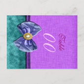 Paarse "tafel nummer" blauwgroen bruiloft Damask Briefkaart (Voorkant)