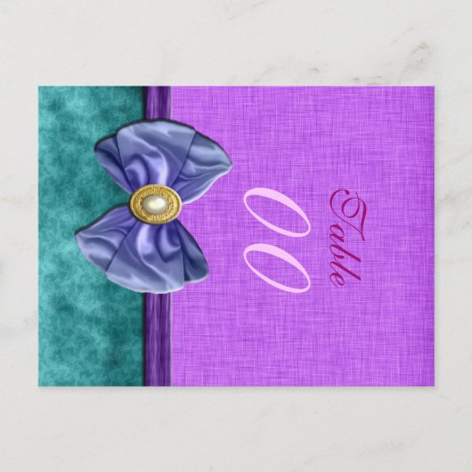 Paarse "tafel nummer" blauwgroen bruiloft Damask Briefkaart (Voorkant)