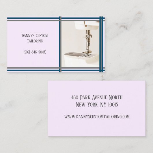 Paarse Tailor naaimachine Visitekaartje (Voorkant / Achterkant)