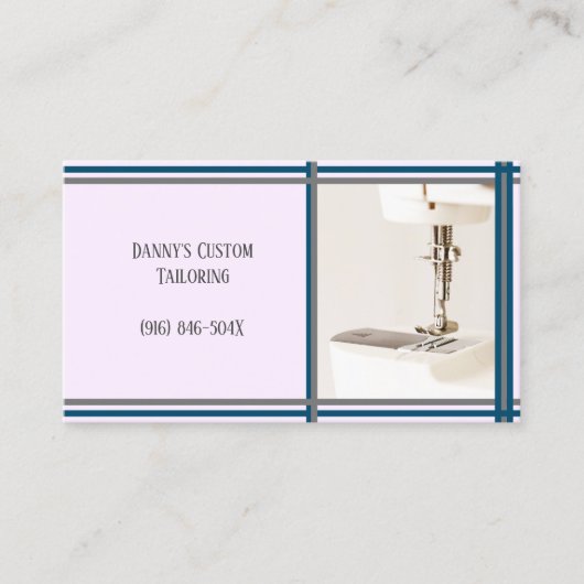 Paarse Tailor naaimachine Visitekaartje (Voorkant)