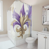 Paarse Tan Fleur de Lis Aquarel Douchegordijn (In situ)