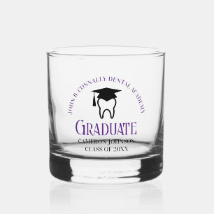 Paarse tandheelkundige school aangepaste tandarts whisky glas