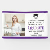 Paarse Tandheelkundige School Afstuderen Party Fot Spandoek (Horizontaal)