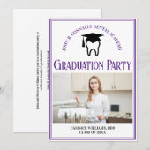 Paarse Tandheelkundige School Foto Custom Graduati Kaart (Voorkant / Achterkant)