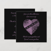 Paarse tandwielen hart bruiloft vierkant kaart (Voorkant / Achterkant)