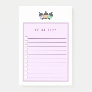 Paarse taro-bubbeltea Boba om een lijst op te stel Post-it® Notes