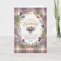 Paarse Tartan Distel Verjaardag