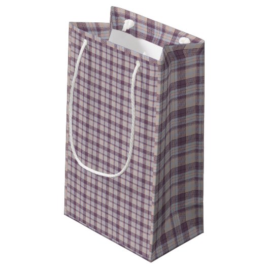 Paarse tartan klein cadeauzakje (Achterkant Gekanteld)