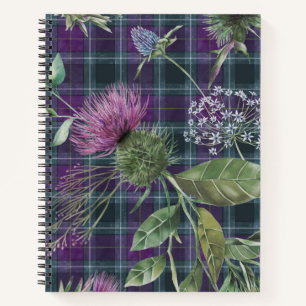 Paarse Tartan met Thistle Overlay Notitieboek