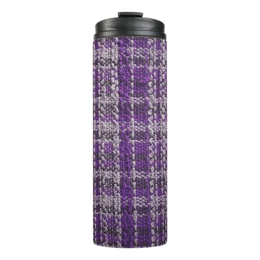 Paarse tartan stof: gestructureerde achtergrond. thermosbeker (Voorkant)