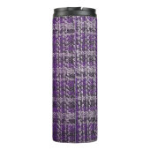 Paarse tartan stof: gestructureerde achtergrond. thermosbeker (Achterkant)