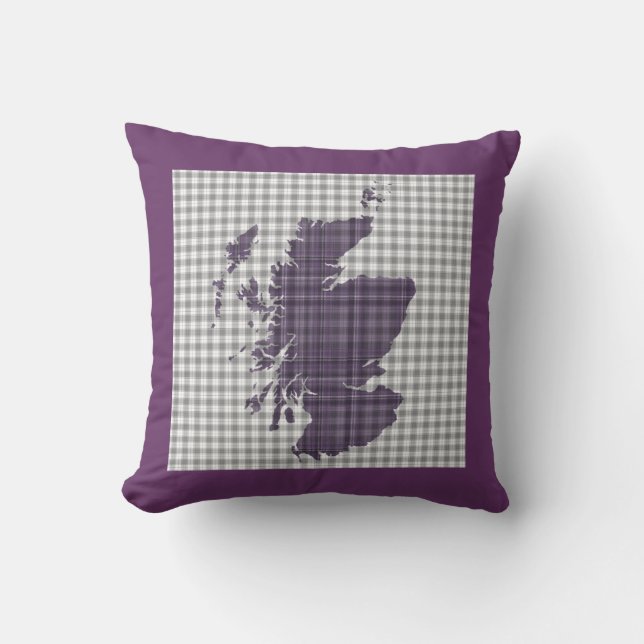 Paarse Tartankaart van Scotland Cushion Kussen (Voorkant)