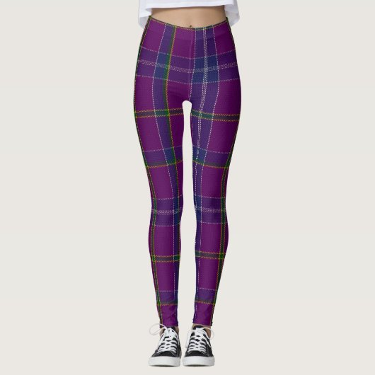 Paarse tartanpatroon leggings (Voorkant)