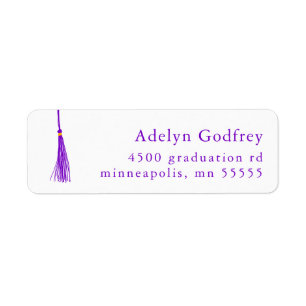 Paarse Tassel Afstuderen retouradres Etiket