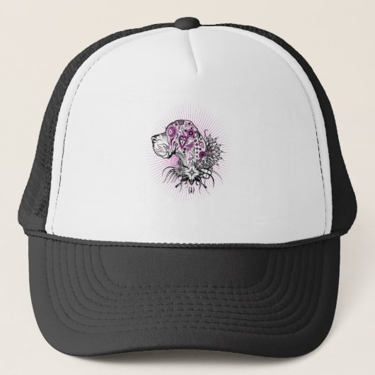 Paarse Tattoo Stijl Great Dane Trucker Pet (Voorkant)