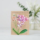 Paarse Taupe Orchidee Waterverf Bloemstuk Persoonl Briefkaart (Staand voorkant)