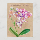 Paarse Taupe Orchidee Waterverf Bloemstuk Persoonl Briefkaart (Voorkant)