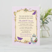 Paarse  Tea Party Kaart (Staand voorkant)