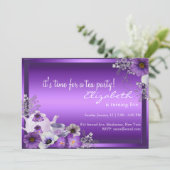 Paarse Tea Party Kinderen - uitnodiging (Staand voorkant)