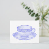 Paarse Teacup Briefkaart (Staand voorkant)