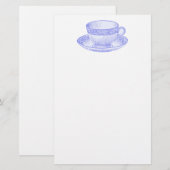 Paarse Teacup Briefpapier (Voorkant / Achterkant)