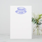 Paarse Teacup Briefpapier (Staand voorkant)