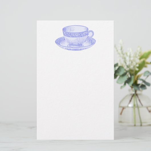 Paarse Teacup Briefpapier (Staand voorkant)