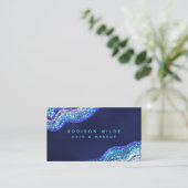 Paarse Teal Agate Geode Edelsteen Make-up Artiest Visitekaartje (Staand voorkant)
