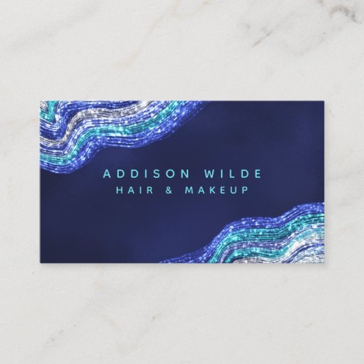 Paarse Teal Agate Geode Edelsteen Make-up Artiest Visitekaartje (Voorkant)