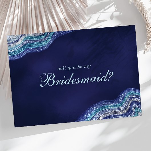 Paarse Teal Agate Geode Wil Je Mijn Bruidsmeisje Z Kaart