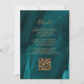 Paarse Teal Gouden Agate QR Code Trouwfeest Kaart (Achterkant)