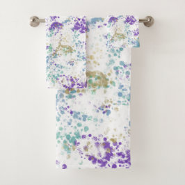 Paarse Teal Gouden Grungy Moderne Spat Bad Handdoek