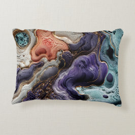 Paarse Teal Koraal Abstracte Worpkussen | Boho Kun Accent Kussen