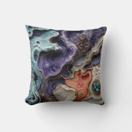 Paarse Teal Koraal Abstracte Worpkussen | Boho Kun Kussen