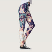 Paarse Teal Marmer Geode Fusie Leggings (Rechts)