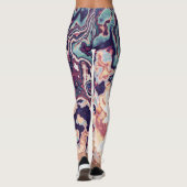 Paarse Teal Marmer Geode Fusie Leggings (Achterkant)