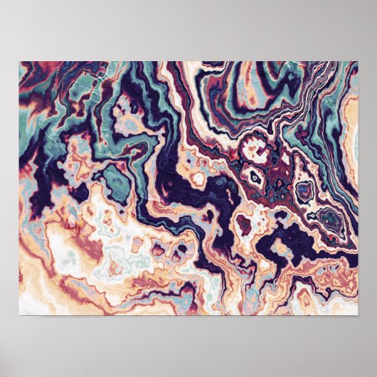 Paarse Teal Marmer Geode Fusie Poster (Voorkant)
