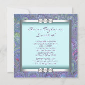 Paarse Teal Pauw Oog Bolletjes Zoete 16 Feest Kaart (Achterkant)