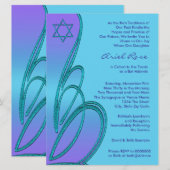Paarse Teal Ster van David Bat Mitzvah Kaart (Voorkant / Achterkant)