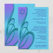 Paarse Teal Ster van David Bat Mitzvah Kaart (Voorkant / Achterkant)