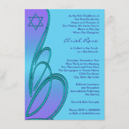 Paarse Teal Ster van David Bat Mitzvah Kaart