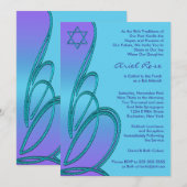 Paarse Teal Ster van David Bat Mitzvah Kaart (Voorkant / Achterkant)