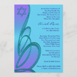 Paarse Teal Ster van David Bat Mitzvah Kaart