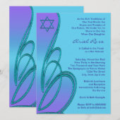 Paarse Teal Ster van David Bat Mitzvah Kaart (Voorkant / Achterkant)